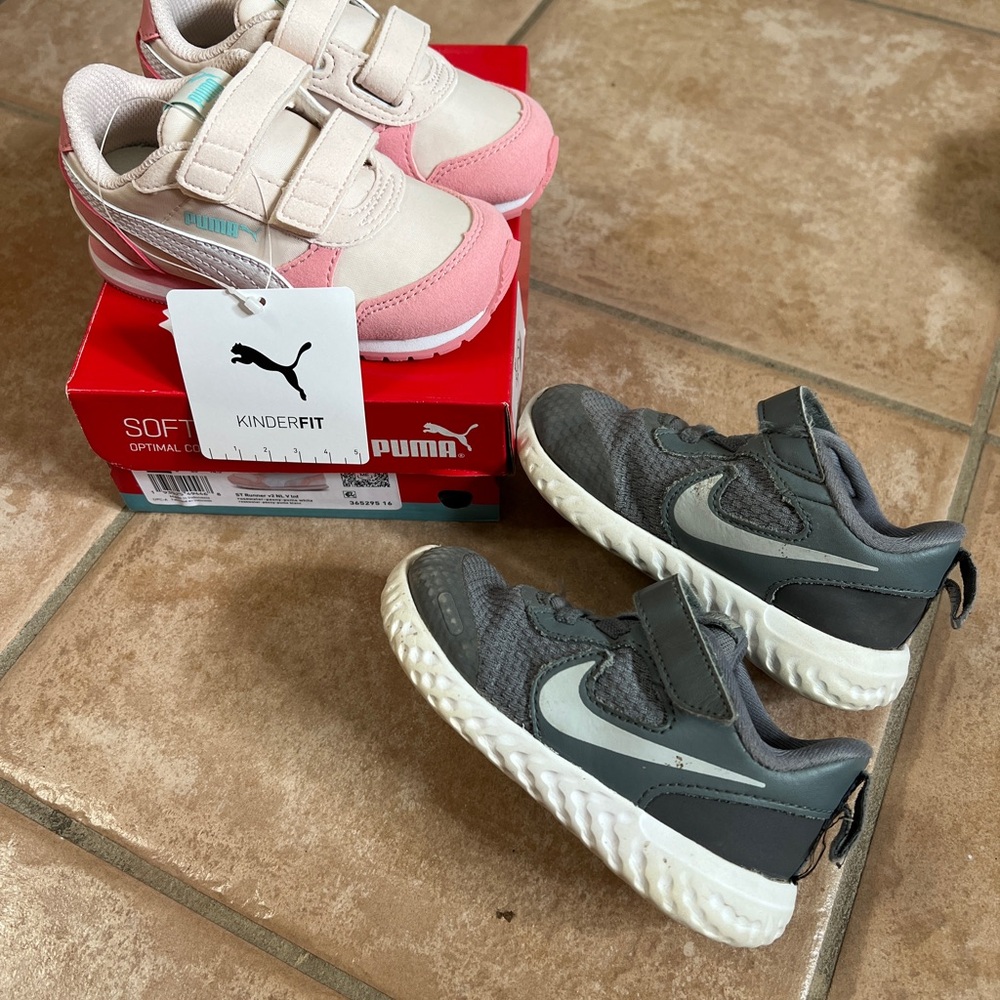 NWT Puma & Nike Kids Shoes - Pink and Gray